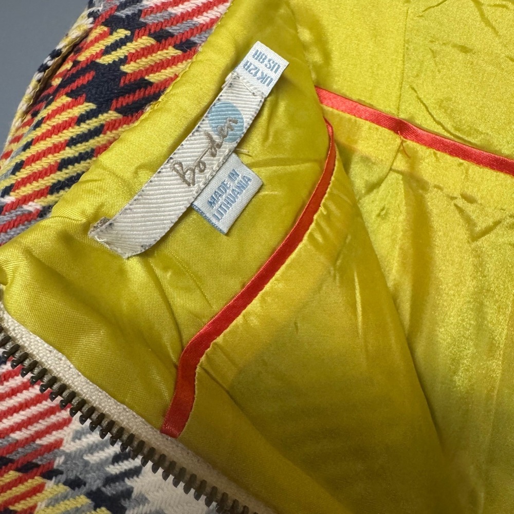 Boden Multi Color Plaid Wool Blend A-Line Mini Skirt Yellow Red US 8 - Picture 6 of 8